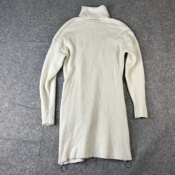 Bar III Sweater Dress Womens Medium Turtle Neck Sheath Zip Side White - Picture 8 of 8